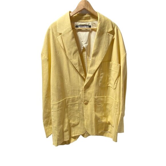 Jacquemus Men's Oversized Linen Blazer Yellow - Picture 4 of 8